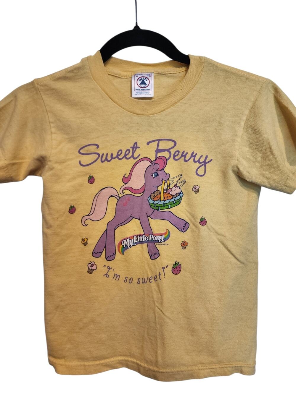 Vintage 1999 My Little Pony Kids Tshirt Small Yellow MLP Sweet Berry